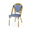 French Bistro Chair White Blue Rattan
