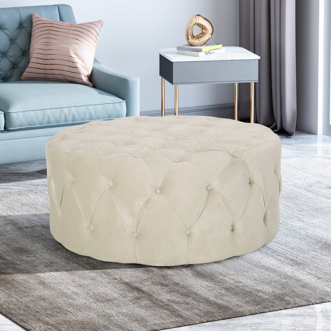 Ottoman Beige Velvet