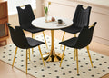 1 4,5Pieces Dining Set, Table Metal Leg Mid Century Dining Table For 4 6 People With Mdf Table Top, Pedestal Dining Table, End Table Leisure Coffee Table Gold Black Mdf Metal