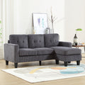 Velvet Sectional Couchl Shaped Sofa With Ottoman For Small Apartment Dark Gray Velvet 3 Seat