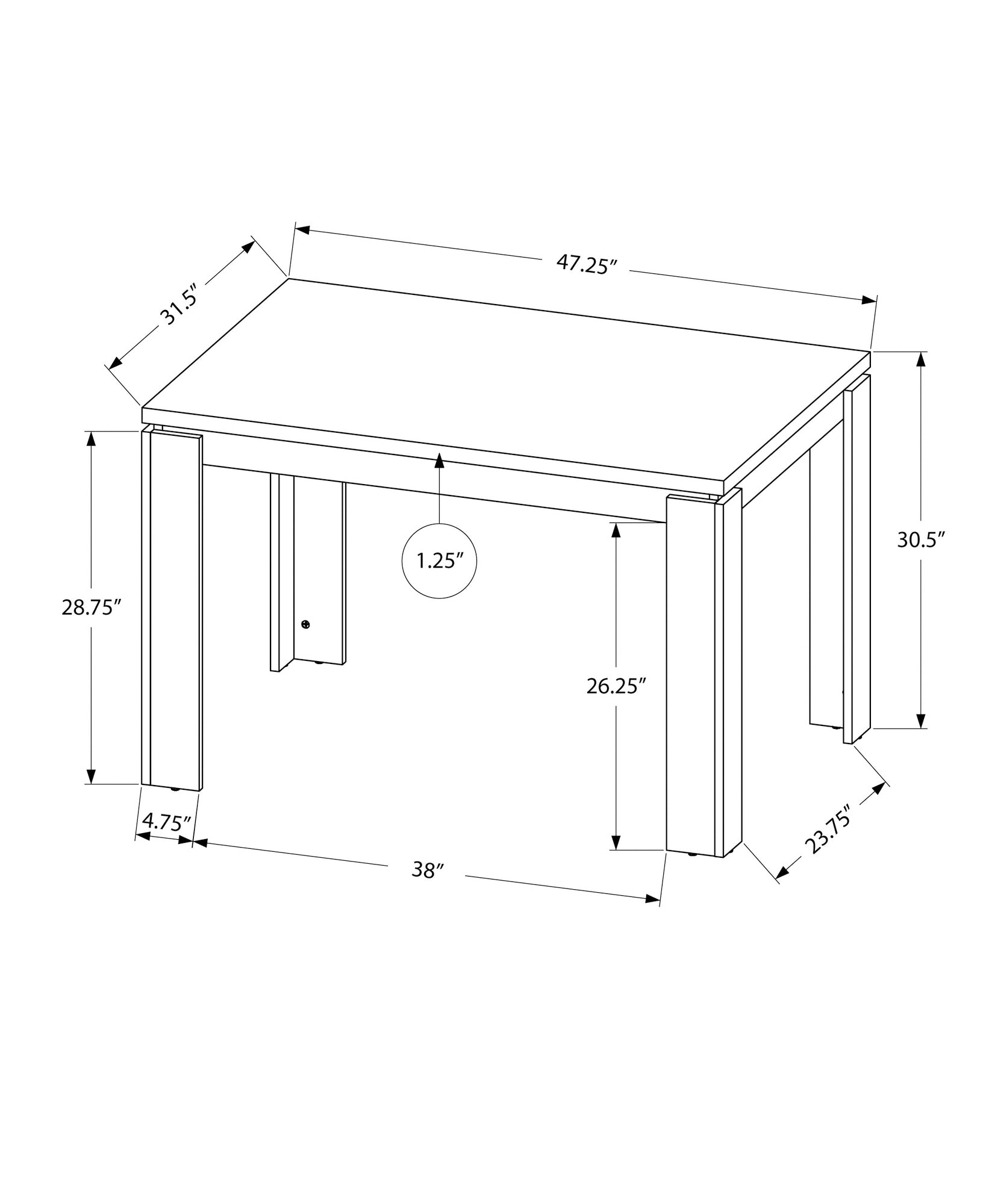 Dining Table, 48" Rectangular, Small, Kitchen, Dining Room, Black Laminate, Contemporary, Modern Black Particle Board