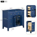 36'' Bathroon Vanity Without Sink, Modern Freestanding Single Bathroom Cabinet With 6 Drawers & 2 Cabinets, Storage Cabinet For Bathroom, Solid Wood Frame Vanity Set, Blue Not Include Sink 4 Blue 2 2 Bathroom Freestanding Solid Wood Mdf Painted