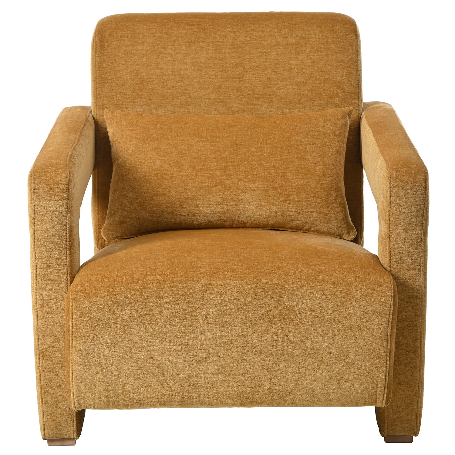 Mirod Sleek Right Angle Armrests, Ergonomic Lumbar Support, Square Wooden Block Legs, Inclined Seat For Comfort, Artistic Statement Piece For Living Room,Bedroom And Study Yellow Chenille