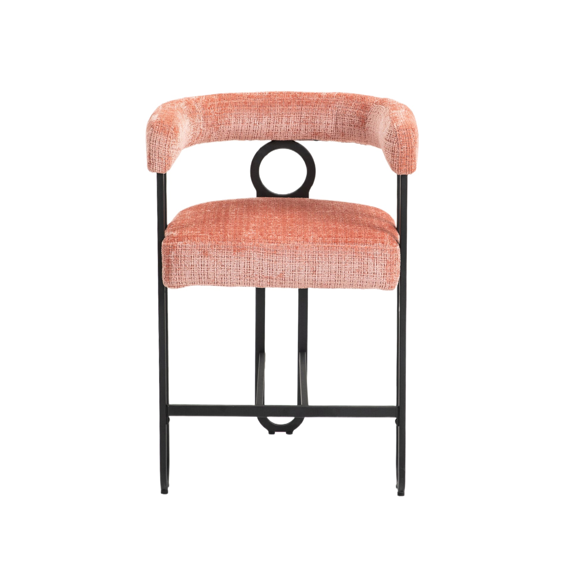 Coolmore Bar Stools Set Of 2, Modern Bar Stool With Back, Black Metal Frames, Upholstered Bar Stools For Kitchen Island, Pub, Club Pink Chenille Pink Dining Room Foam Chenille