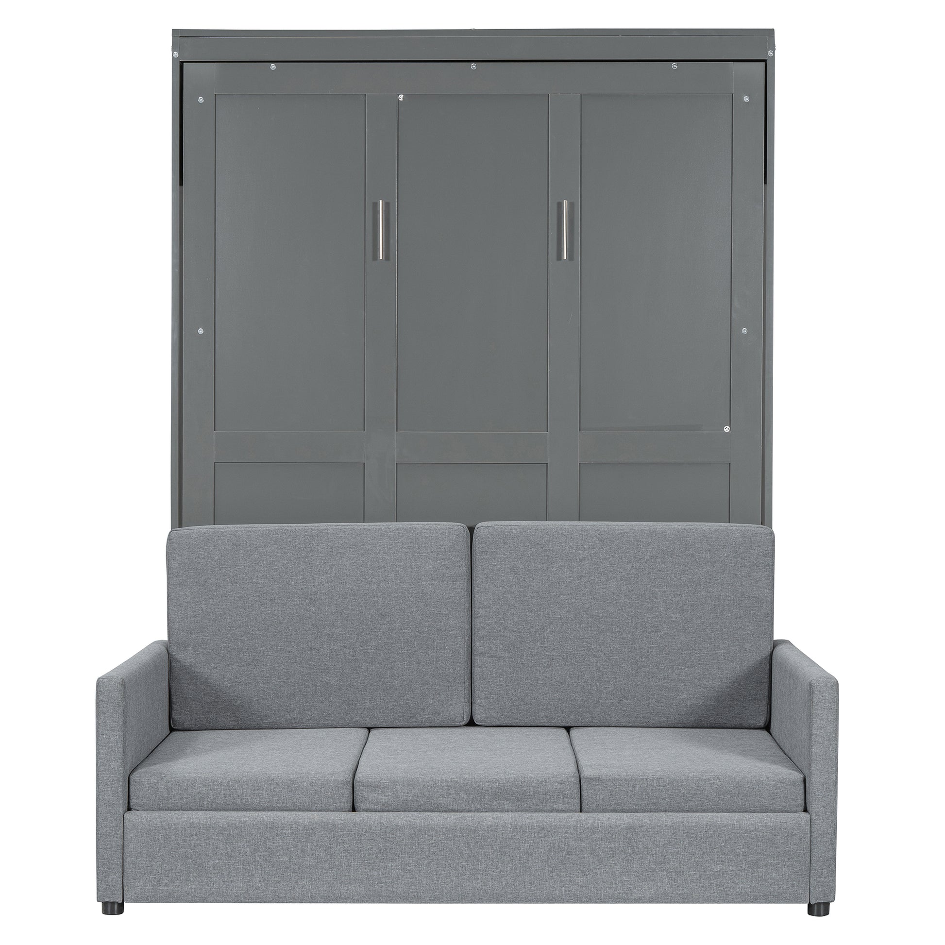 Full Size Murphy Bed Wall Bed With Cushion,Gray Full Gray Mdf Lvl