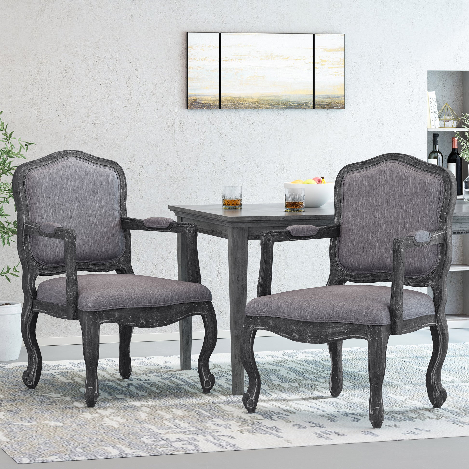 Dining Chair Set Of 2 Grey Fabric