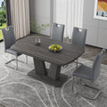 Dining Table Set For 4 6, 5 Piece Dining Table Set, Faux Wood Table Top And Modern Design Mdf Base With 4 Pu Leather Ergonomic Dining Chairs Metal Grey Modern Mdf Metal