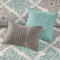 6 Piece Printed Quilt Set With Throw Pillows Aqua Full Queen Full Aqua Cotton