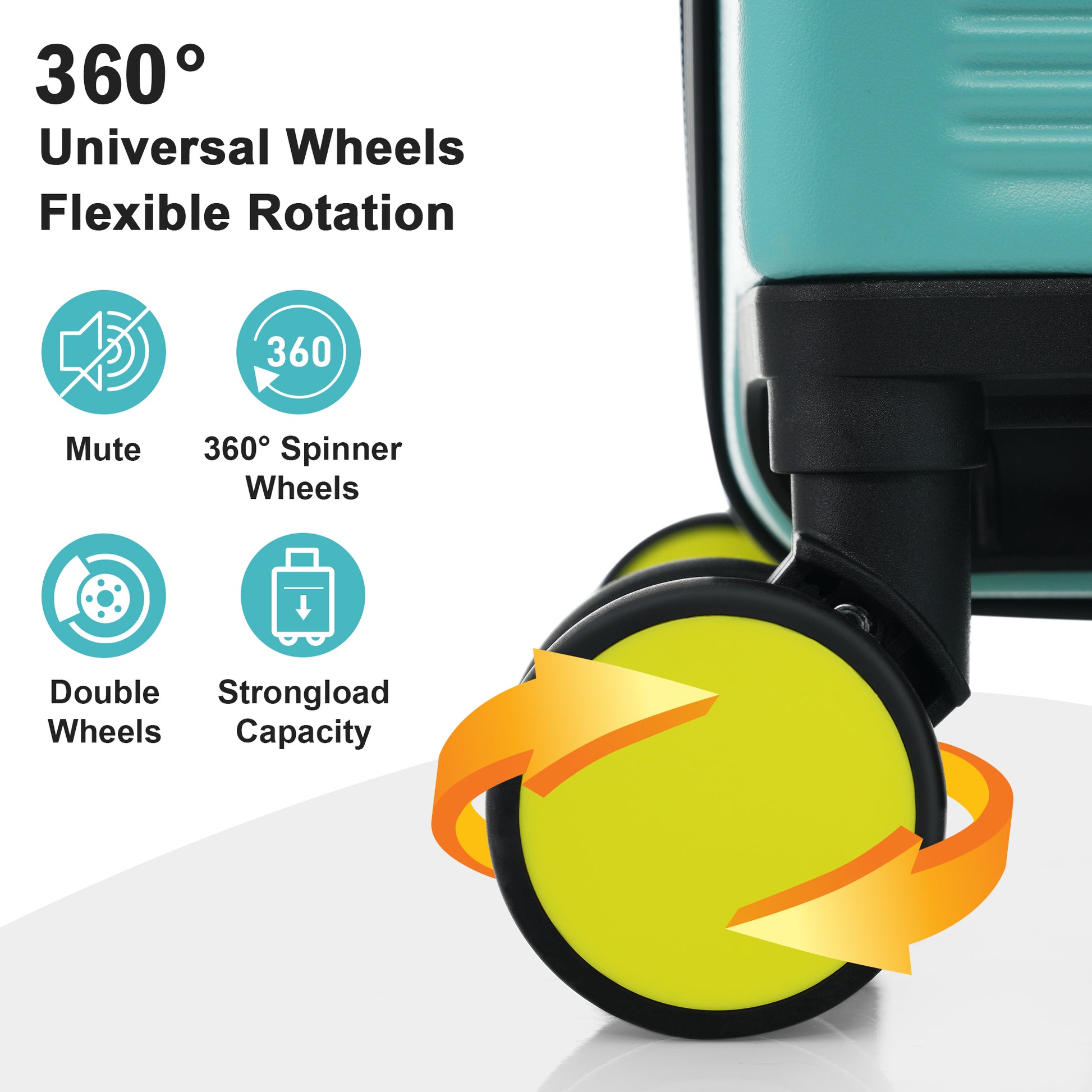 Hardshell Luggage Sets 3 Pcs Contrast Color Suitcase With Spinner Wheels And Tsa Lock 20" 24" 28" Available Teal Blue Abs