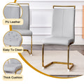Table And Chair Set.Modern Rectangular Dining Table With Black Textured Stickers Glass Tabletop And Gold Plated Metal Legs.Paried With 6 Comfortable Chairs With Pu Seats And Golden Metal Legs. Gold,Light Gray Seats 6 Glass Metal