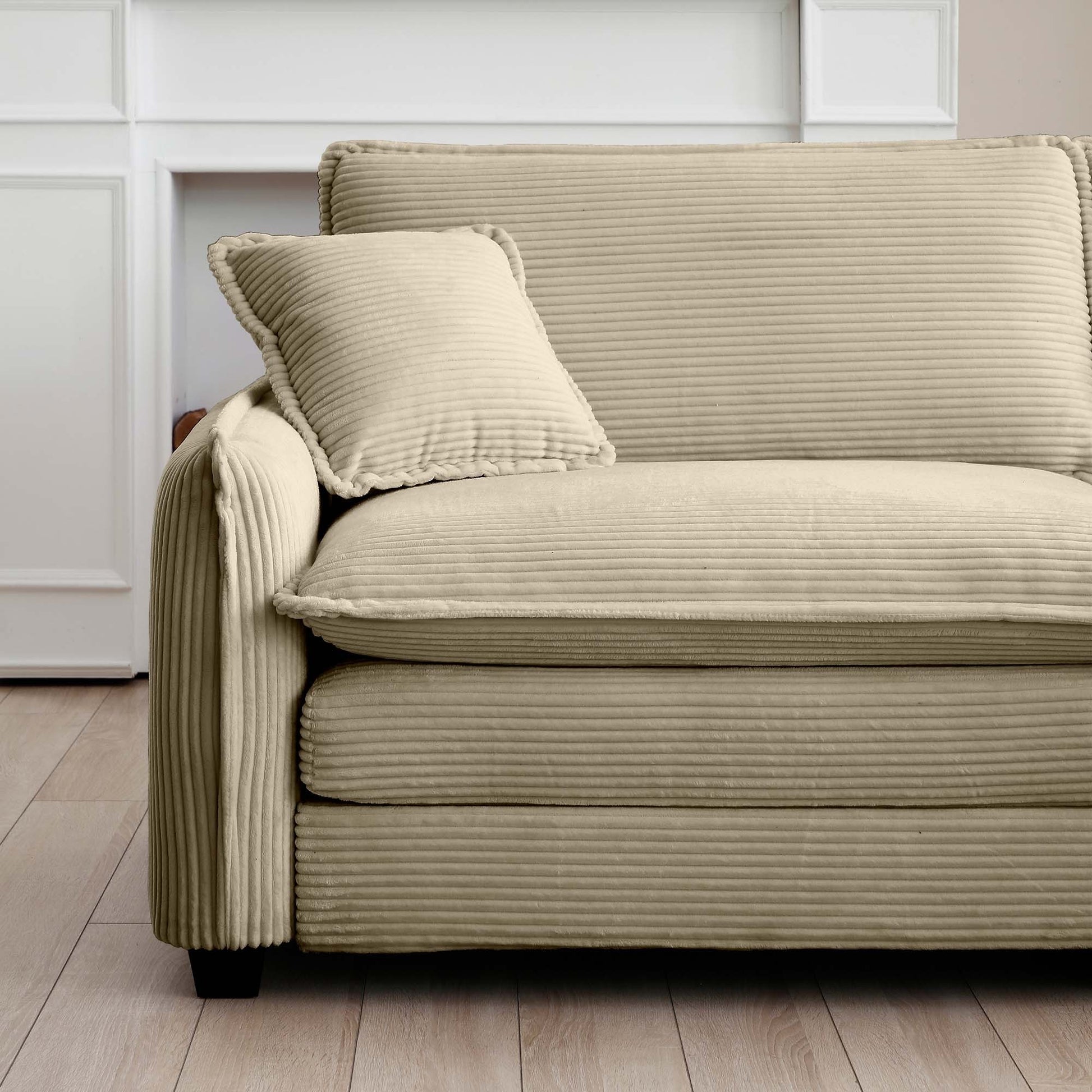 Luxurious And Sophisticated Sofa Set With Soft Cushions And Pillows, Sofa Set For Living Rooms And Clubs As Well As Home Theaters, Consisting Of Two Single Sofas And A 2 Seaters Sofas In Tan Corduroy Tan Corduroy 4 Seat