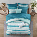 8 Piece Printed Seersucker Comforter And Quilt Set Collection Aqua Full Queen Full Aqua Polyester