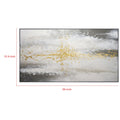 32 X 59 Hand Painted Abstract Painting, Framed, Black, White With Gold Foil White Gray Wood