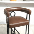 Coolmore Bar Stools Set Of 2, Modern Bar Stool With Back, Black Metal Frames, Upholstered Bar Stools For Kitchen Island, Pub, Club Dark Brown Pu Dark Brown Dining Room Foam Pu Leather