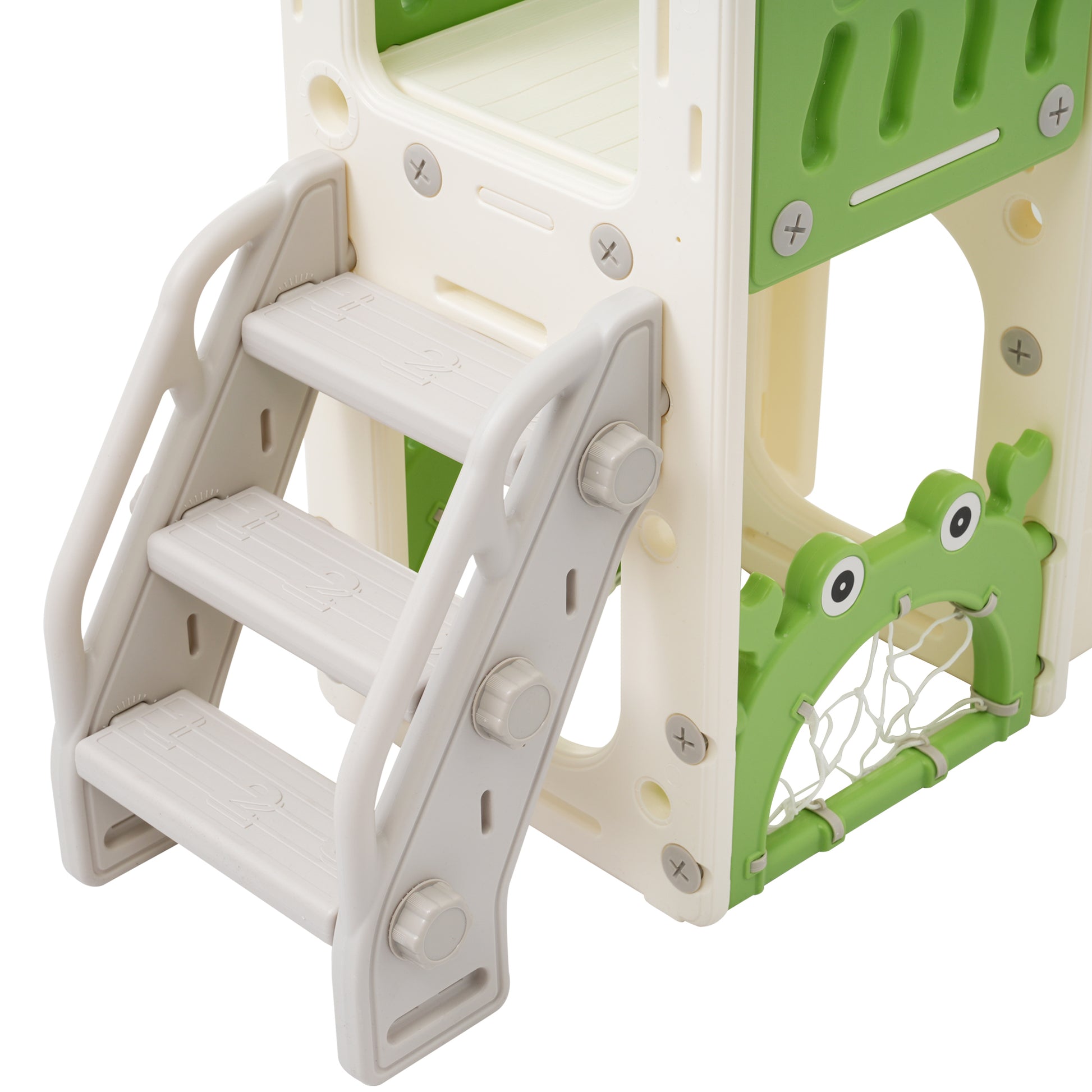 11 In 1 Toddler Slide, Kids Slide For Toddler Age 1 3 With Basketball Hoop, Kids Slide Playset Structure,Arch Tunnel And Telescope, Toy Storage Organizer For Toddlers, Kids Climbers Playground Green Cute 1 To 2 Years Hdpe Indoor & Outdoor Use