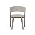 Cid 23 Inch Modern Dining Chair, Curved Back, Set Of 2, Gray Fabric Gray Wood Fabric