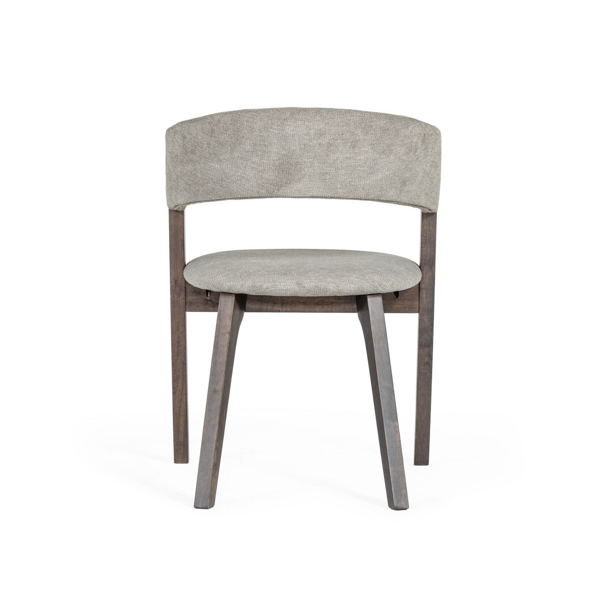 Cid 23 Inch Modern Dining Chair, Curved Back, Set Of 2, Gray Fabric Gray Wood Fabric