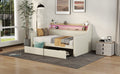 Twin Size Daybed With Storage Drawers, Upholstered Daybed With Charging Station And Led Lights, Beige Expect Arrive Date: Jun.,20Th. Twin Beige Pu Leather