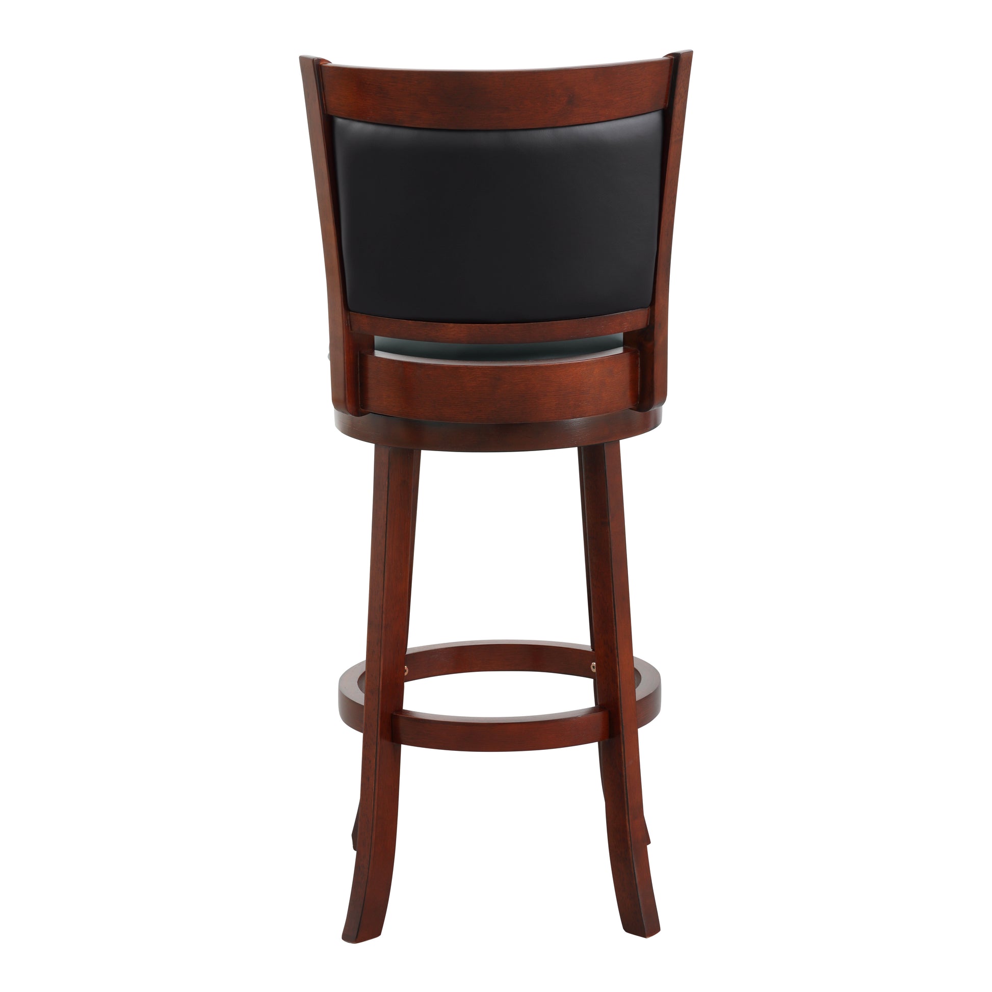 Comfortable Swivel Pub Height Chair 1Pc Dark Cherry Finish Faux Leather Upholstery Solid Wood Furniture, Swivel Bar Chair Cherry Solid Back Solid Wood