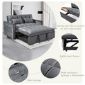 Modern Flannel Double Sofa With Folding Bed, Small Double Sofa With Three In One Convertible Sofa Bed, Adjustable Backrest And Storage Space, Including Pillows, Perfect For Living Room Or Bedroom Twin Grey Solid Wood