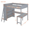 Full Size Loft Bed With Desk And Shelf Gray Full Gray Solid Wood