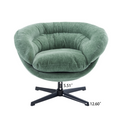 Comfy Chenille Upholstered 360 Swivel Club Chair Accent Chair With Removable Cushion, Round Office Chair With Black Metal Base, Cotton Material, Living Room, Bedroom, Reading Corner, Office Green