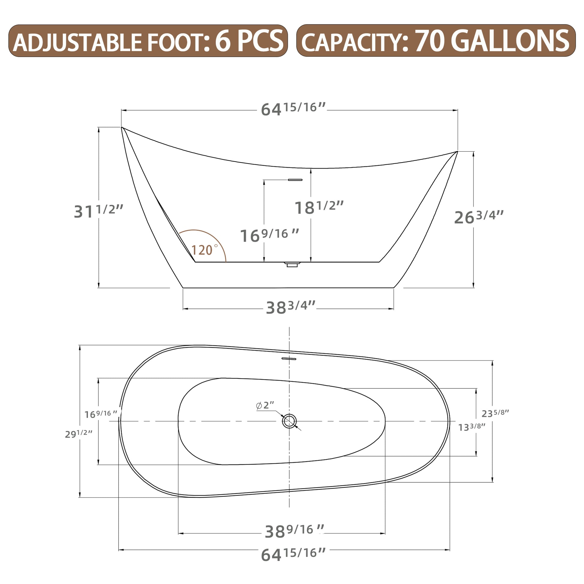 65" Acrylic Free Standing Tub Classic Oval Shape Soaking Tub, Adjustable Freestanding Bathtub With Integrated Slotted Overflow And Chrome Pop Up Drain Anti Clogging Gloss White Gloss White Oval Bathroom Freestanding Tubs Polished 61 69 In Modern Soaking