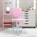 Homcom Heart Beautiful Shaped Back Design Office Chair With Adjustable Height And 360 Swivel Castor Wheels, Pink Pink Linen