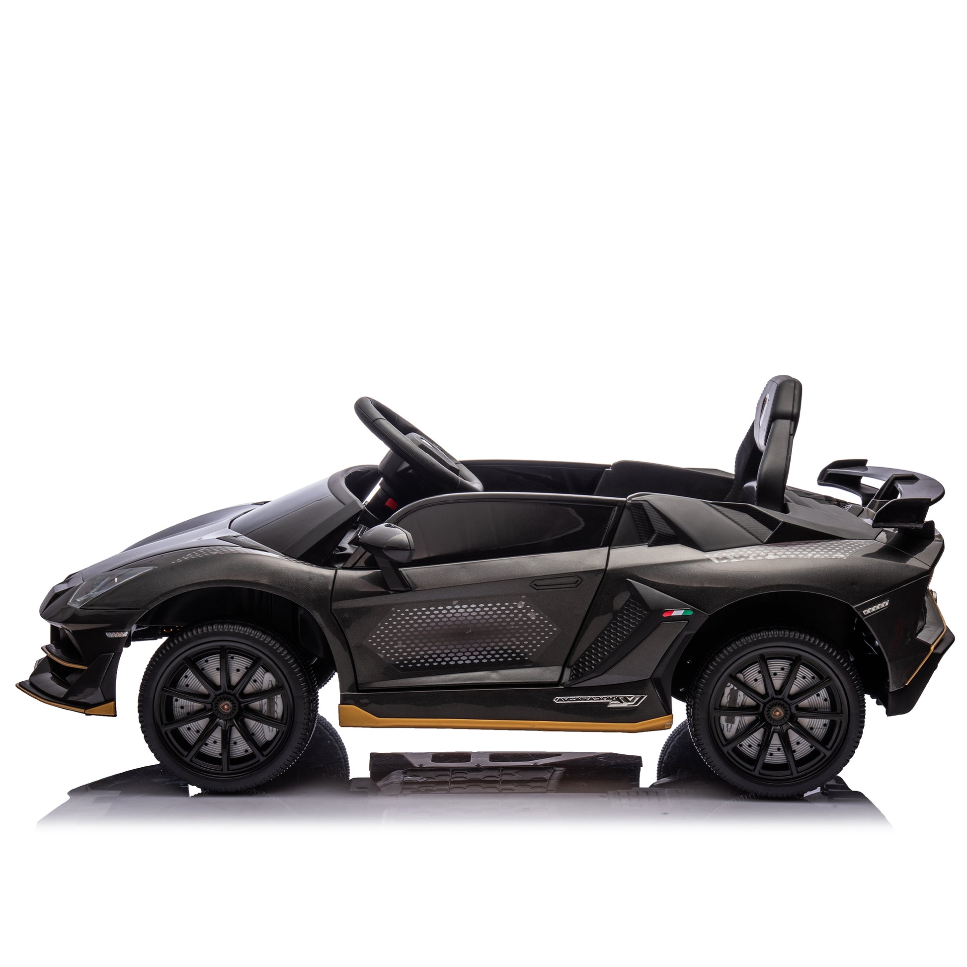 12V Kids Ride On Car W Parents Remote Control,Licensed Lamborghini Aventador Xago,Hydraulic Pressure Door,Slow Start,Early Education,Bluetooth,Adjustable Volume,Mp3,Usb,Led Lights For Kids Aged 2 4. Black 50 99 Lbs Polypropylene