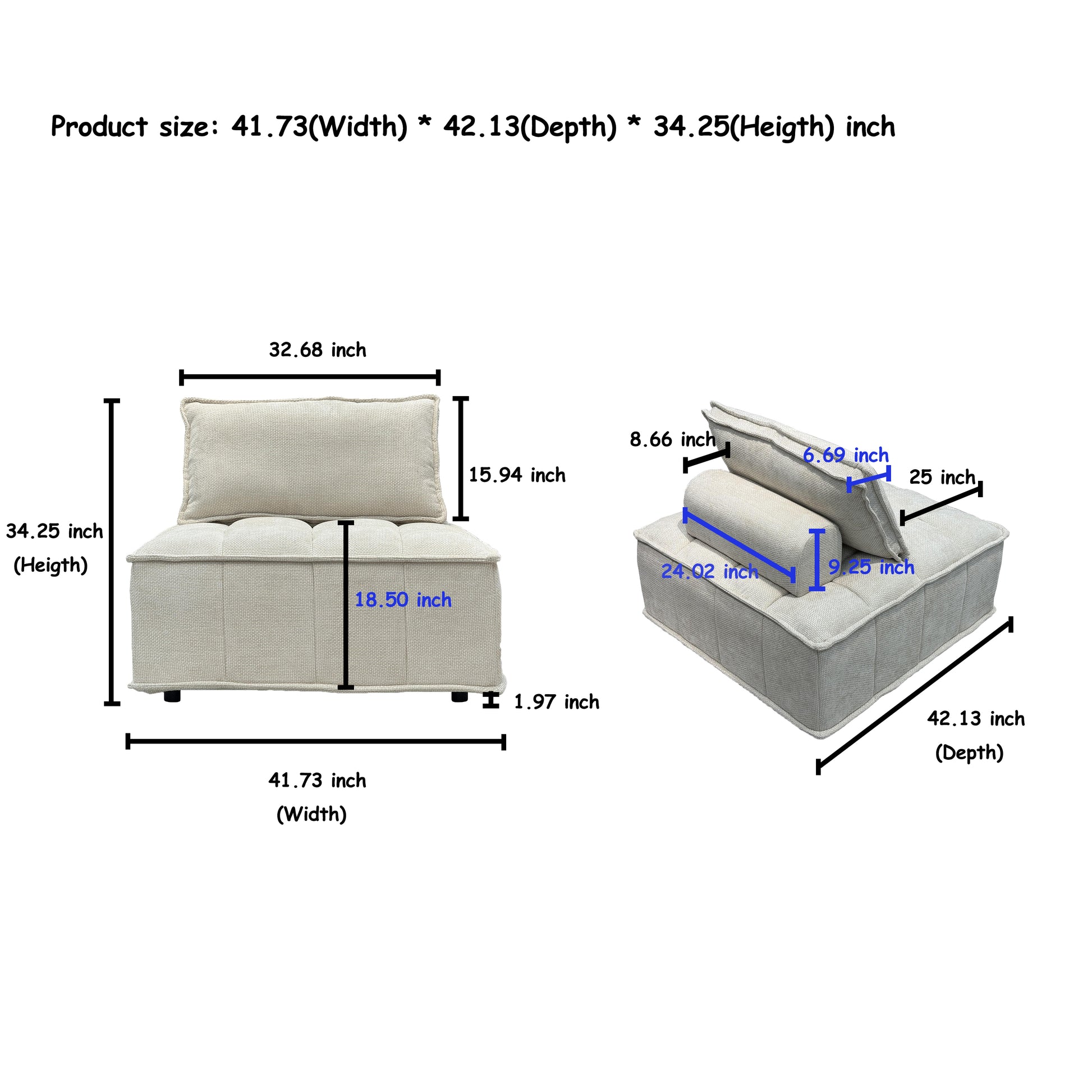 Oversized 4 Module Square Sofa Comfortable And Movable Modular Design For Ultimate Flexibility Beige Color Chenille Sofa 4Pieces Beige Chenille 4 Seat