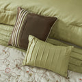 Embroidered 7 Piece Comforter Set Green King King Green Polyester