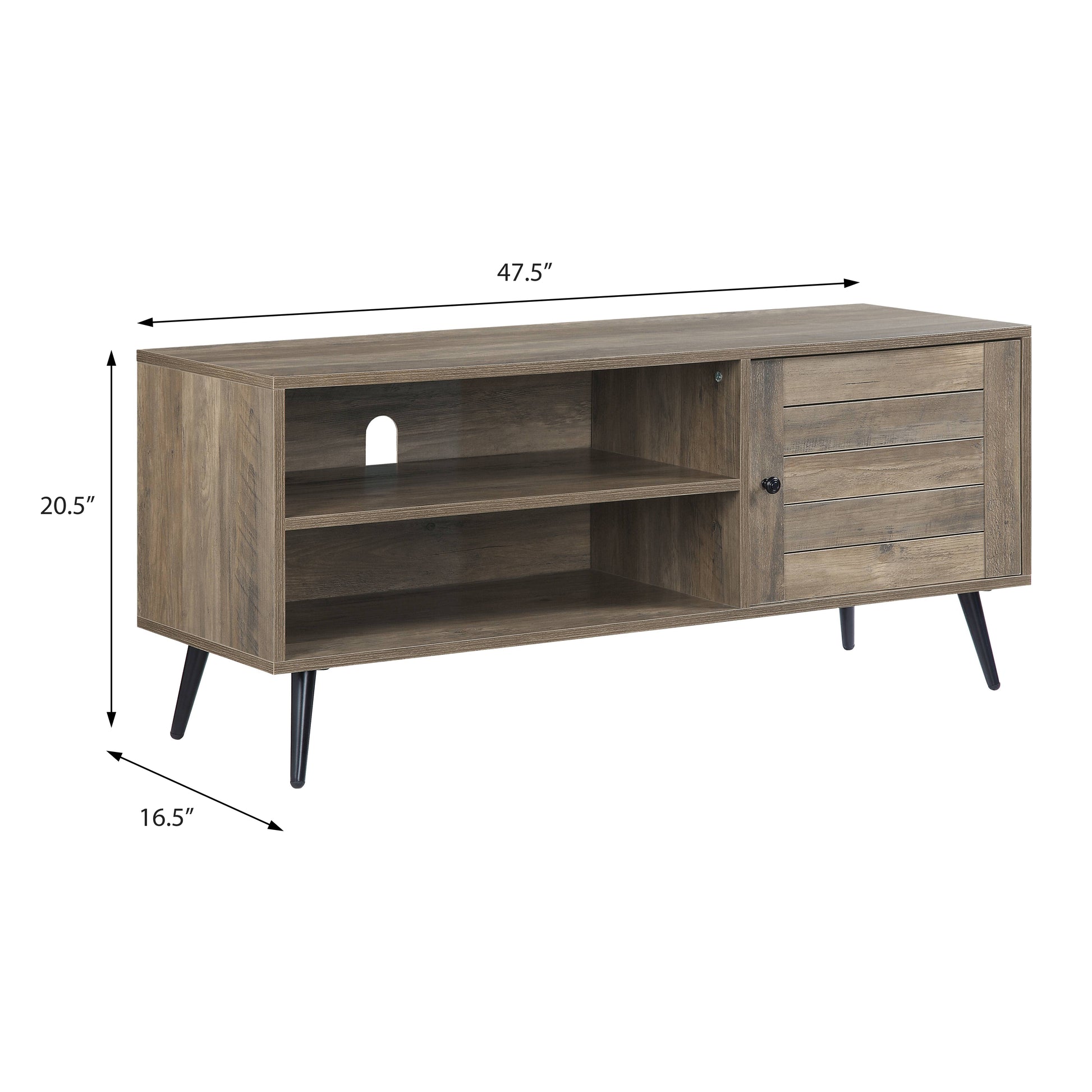 Rustic Oak And Black Tv Stand With Open Shelving Rustic Primary Living Space 40 49 Inches Modern Oak Wood Metal