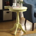 Light Yellow Side Table With Turned Pedestal Light Yellow Primary Living Space Traditional Round Wood Pedestal