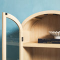 Modern 5 Shelf Arched Tall Bookcase With Glass Doors Oak Oak Mdf Mdf