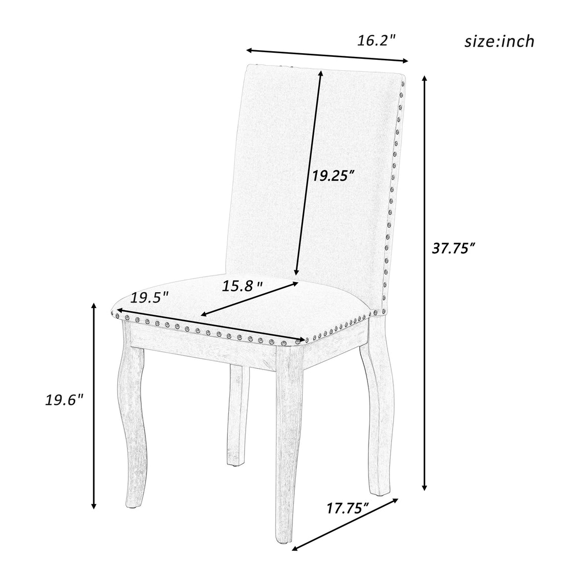 Set Of 4 Dining Chairs Wood Upholstered Fabirc Dining Room Chairs With Espresso Espresso Solid Wood