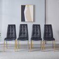 Modern Lattice Designdining Chair With Gold Metal Legs Set Of 4 Gold Black Metal