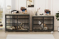 Furniture Style Dog Crate Wrought Iron Frame Door With Side Openings, Grey, 43.3''W X 29.9''D X 33.5''H. Grey Particle Board