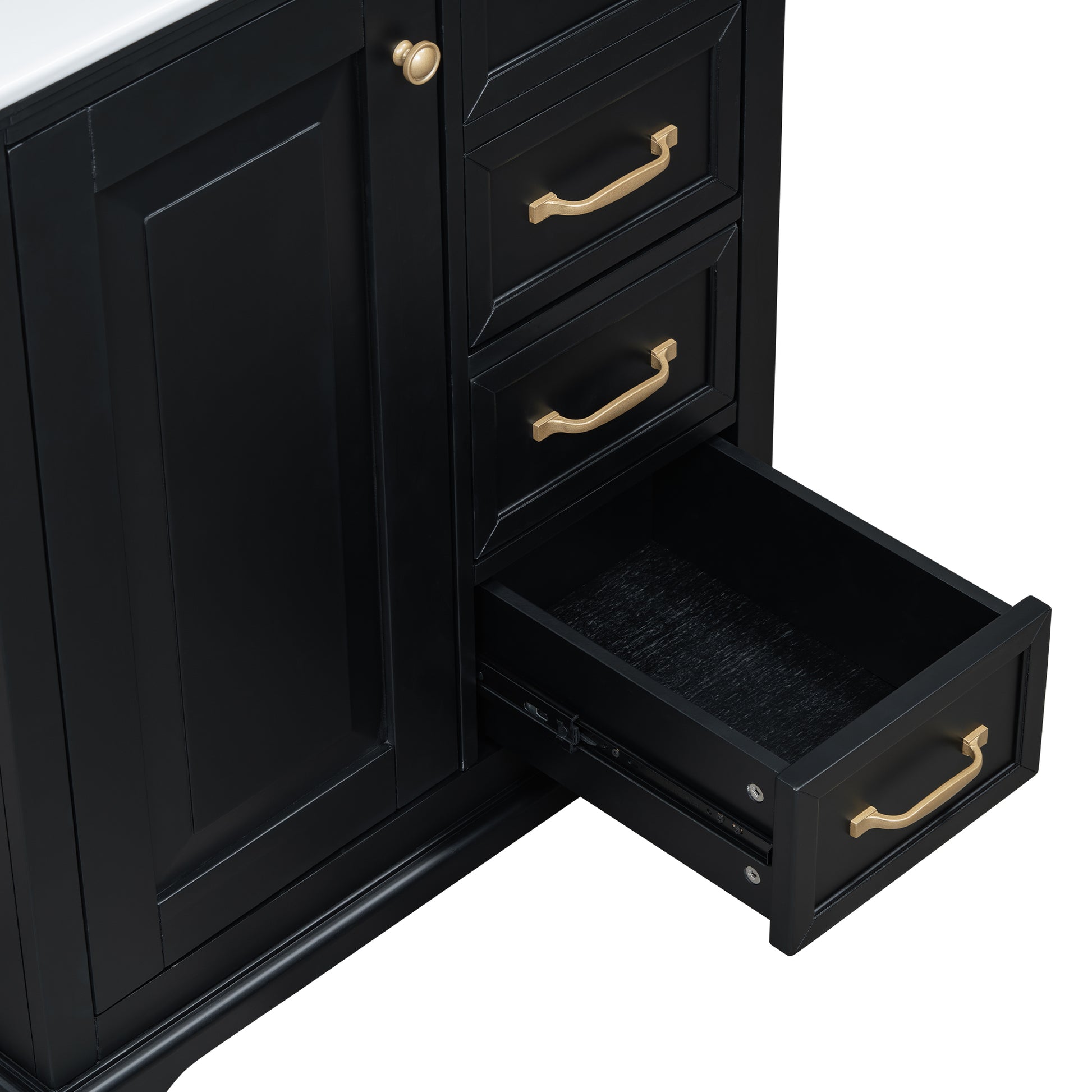 30" Bathroom Vanity With Sink, One Package, Black Bathroom Cabinet With Drawers, Solid Frame And Mdf Board Black Solid Wood Mdf
