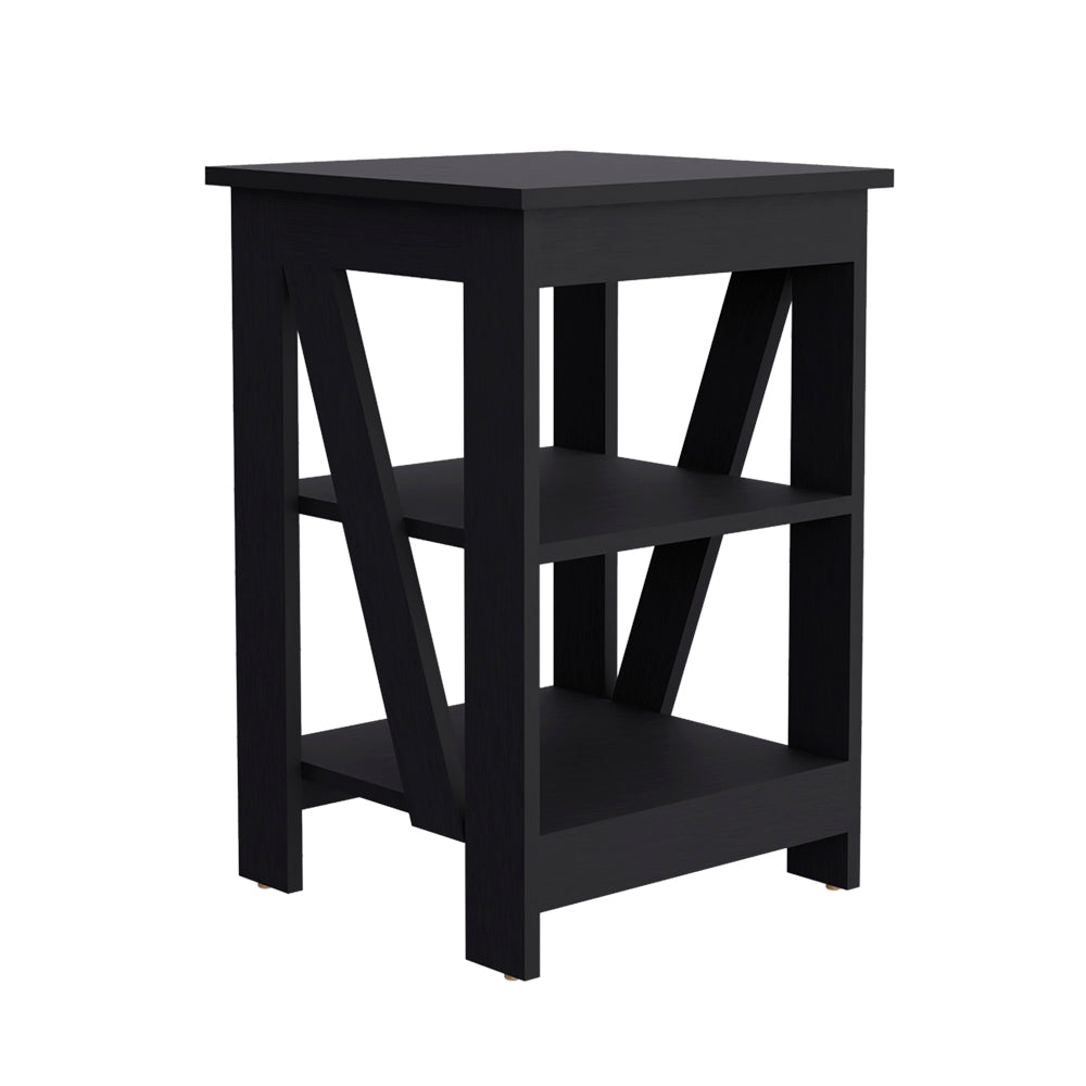 Side Table Rossville, Living Room, Black Black Particle Board Engineered Wood