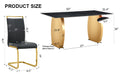 Table And Chair Set,Modern Rectangular Table With 0.4 Inch Black Patterned Tabletop And Gold Legs, Suitable For Kitchen, Dining Room, And Living Roomcomfortable Pu Seats,Perfect For Dinner, Meet Black Seats 4 Sintered Stone