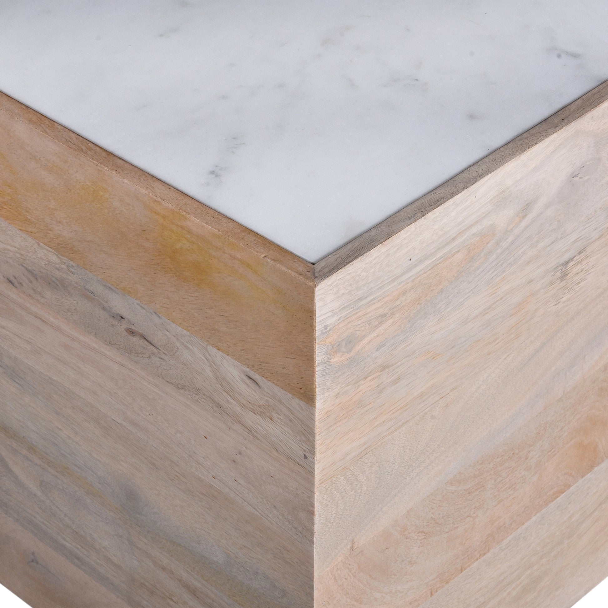 Glam 20 In. Square Solid Wood End Side Table With Marble Top, Modern Living Room Sofa Side Table, Light Brown Light Brown Light Brown Primary Living Space Industrial Freestanding Mango Coffee & End Tables Square Marble,Solid Wood