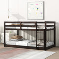 Solid Woodensolid Rubber Wooden Twin Over Twin Loft Bed With Ladder ,Upper And Bottom Bed Platforms Crafted With Strengthened Slats,Espresso Twin Espresso Rubber Wood