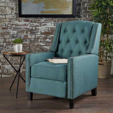 Classic Teal Fabric Push Back Chair Teal Fabric