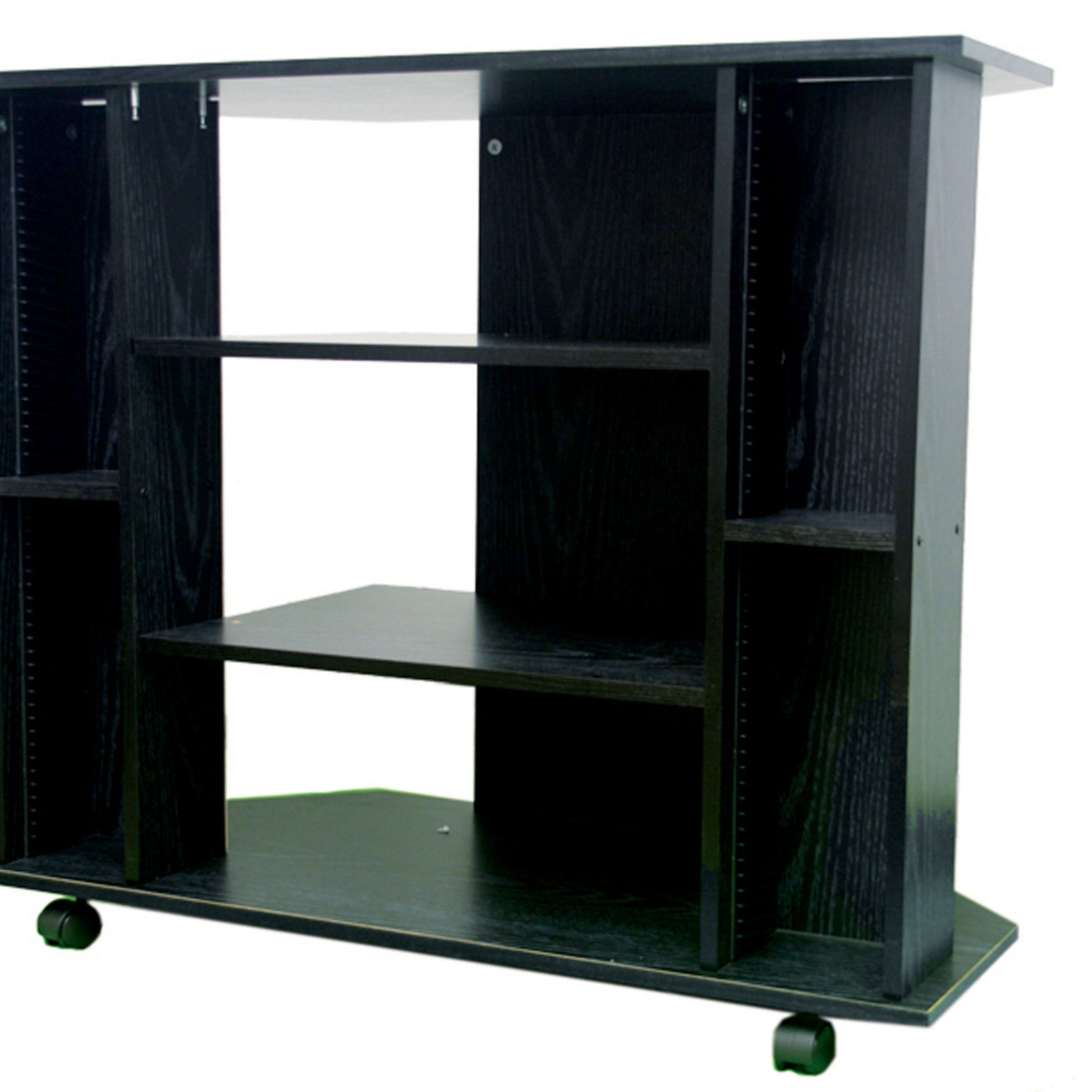 35" X 30" Wooden Tv Stand, Black Finish Black Wood