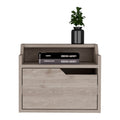 Winchester Floating Nightstand, Modern Dual Tier Design With Spacious Single Drawer Storage, Light Gray Light Gray Solid Wood Mdf Engineered Wood