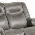 Betty 65 Inch Manual Reclining Loveseat Chair, Pull Tab Mechanism, Gray Gray Faux Leather