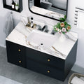 43 Inch Marble Vanity Top, Bathroom Vanity Top With Undermount Rectangular Middle Sink And 4