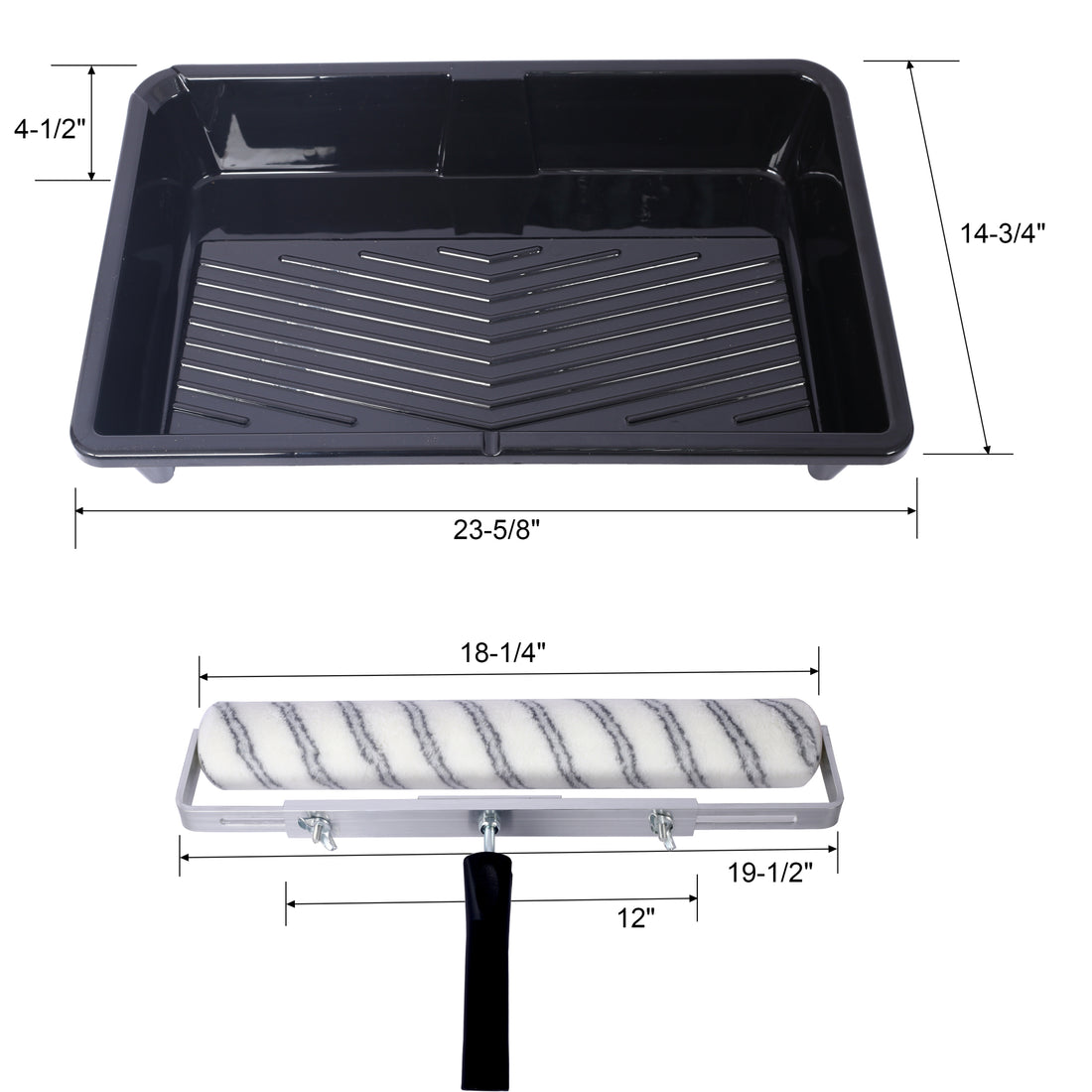 5Pc 18 Inch Paint Roller Kit 18 Inch Paint Roller 18 Paint Roller Tray Microfiber Paint Roller Sleeves Pack Of 3 White Abs