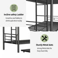 Heavy Duty Sturdy Meta Twin Over Twin Bunk Bed L Noise Reduced Safety Guardrail No Box Spring Needed,Black Twin Black Metal