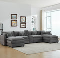 Piece Upholstered Sectional,Sectional Sofa Couch, 4 Seat Sectional Couches For Living Room U Shaped Modern Chenille Sofa Sleeper With Coffee Table Grey Grey Chenille 4 Seat